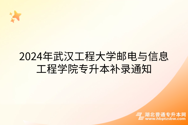 2024年武汉工程大学邮电与信息工程学院专升本补录通知