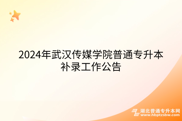 2024年武汉传媒学院普通专升本补录工作公告