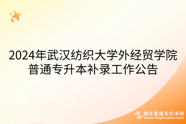 2024年武汉纺织大学外经贸学院普通专升本补录工作公告